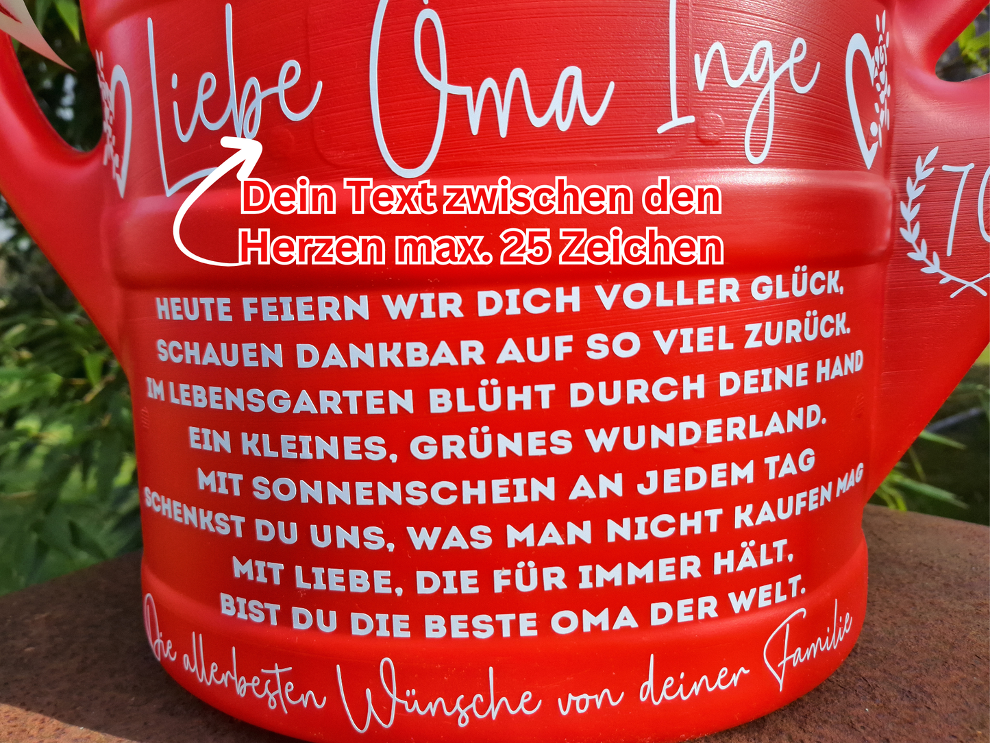 Geschenkgießkanne Beste Oma der Welt Personalisierte Gießkanne Großmutter 10L mit Spruch als Geburtstagsgeschenk