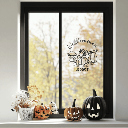 Fensterbild Willkommen Herbst Sticker Aufkleber herbstliche Fensterdekoration 2 Farben 3 Größen