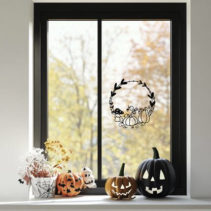 Fensterbild Herbst Sticker Aufkleber Herbstkranz Fensterschmuck 2 Farben 3 Größen