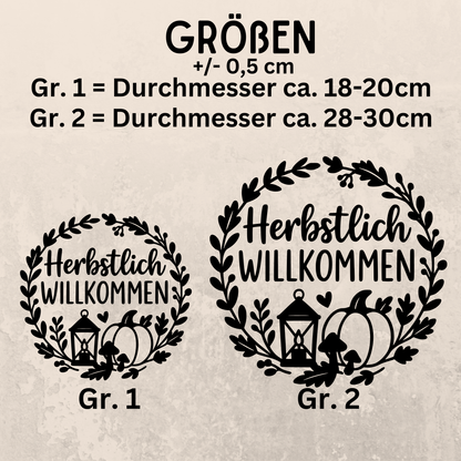 Fensterbild Kranz herbstlich Willkommen Laterne , Herbstlicher Aufkleber