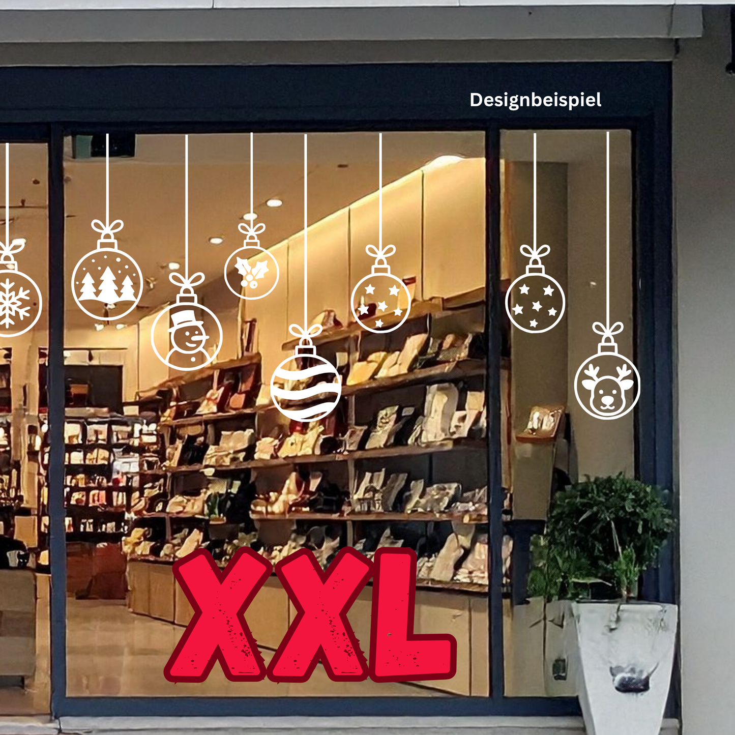 Weihnachtskugeln 9er Set Aufkleber , Weihnachtliche Fensterdekoration, Deko Sticker , Advent , Schaufenster ,  Türen ,  XXL Deko, 2 Farben