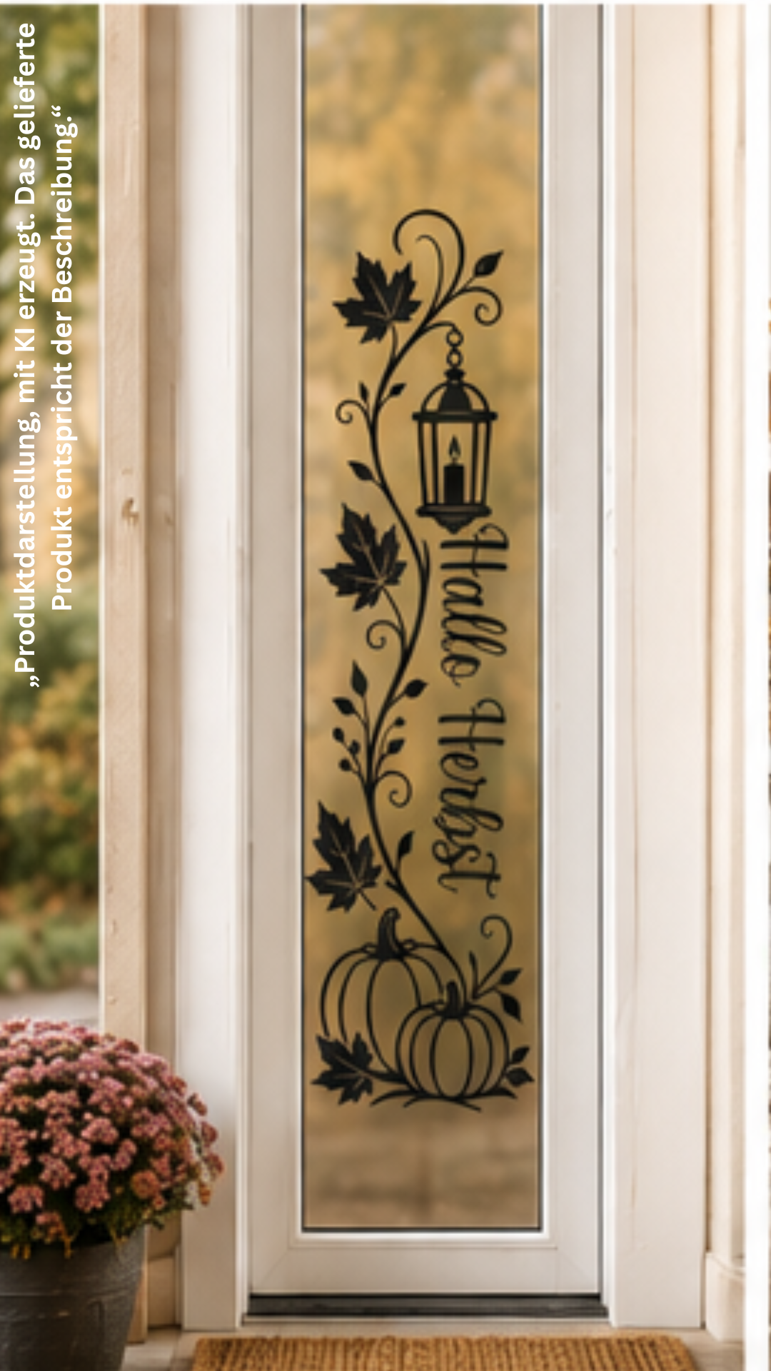 Herbst Fensteraufkleber „Hallo Herbst“ – Vinylsticker für Fenster & Glastür
