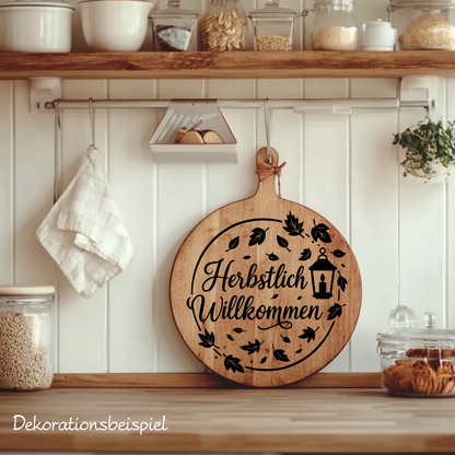 Fensterbild Kranz herbstlich Willkommen , Herbstlicher Aufkleber Herbstlaub