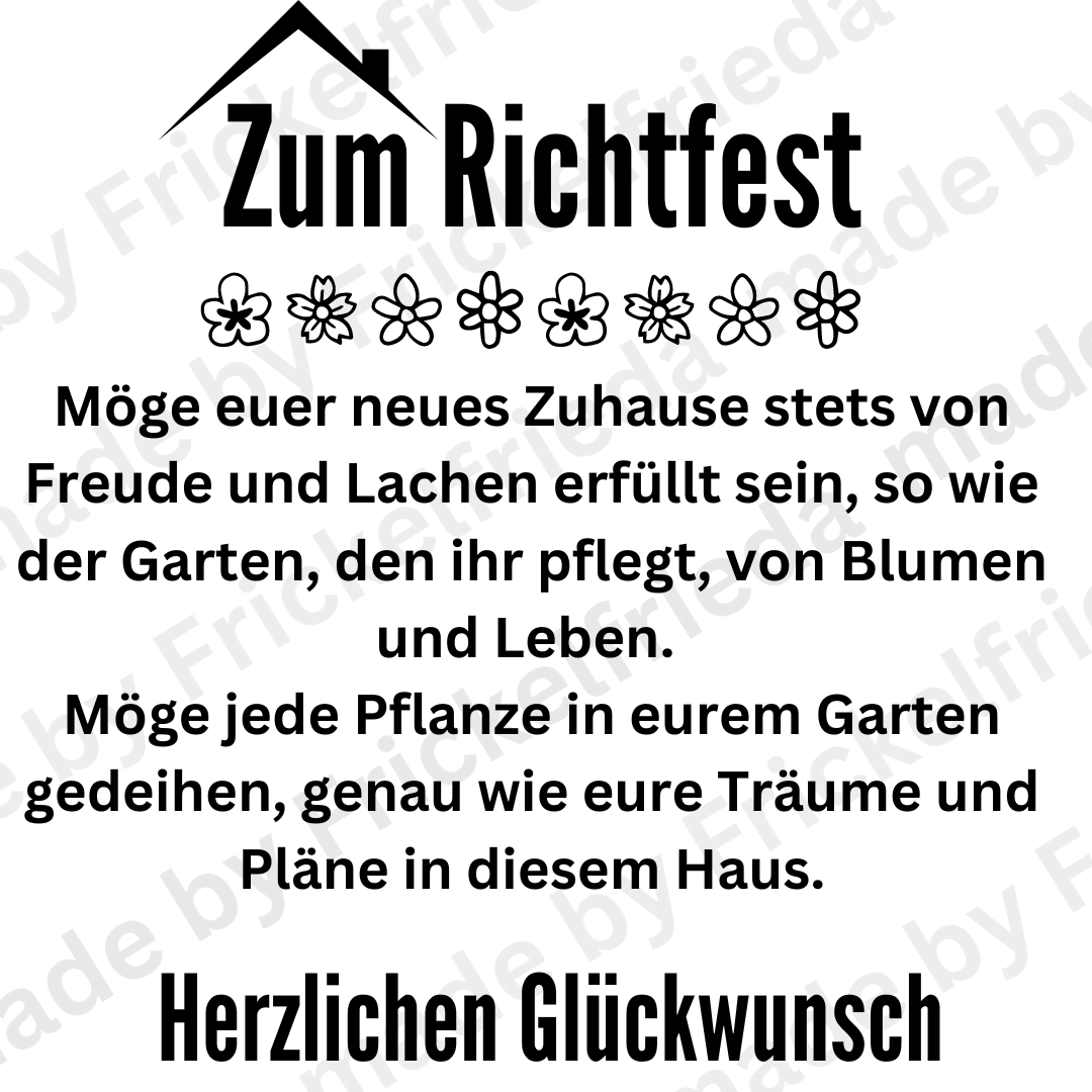 Gießkanne 10L zum Richtfest , Hausbau Meilenstein Geschenk für Bauherren und Gartenliebhaber