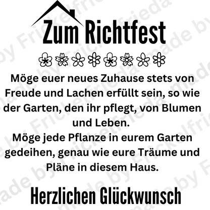 Gießkanne 10L zum Richtfest , Hausbau Meilenstein Geschenk für Bauherren und Gartenliebhaber