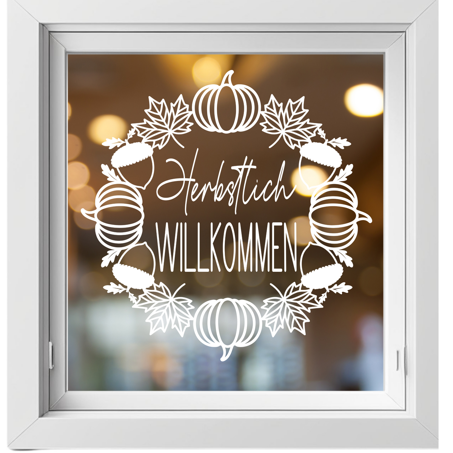 Herbst Fensterbild Herbstlich Willkommen Vinylsticker Aufkleber