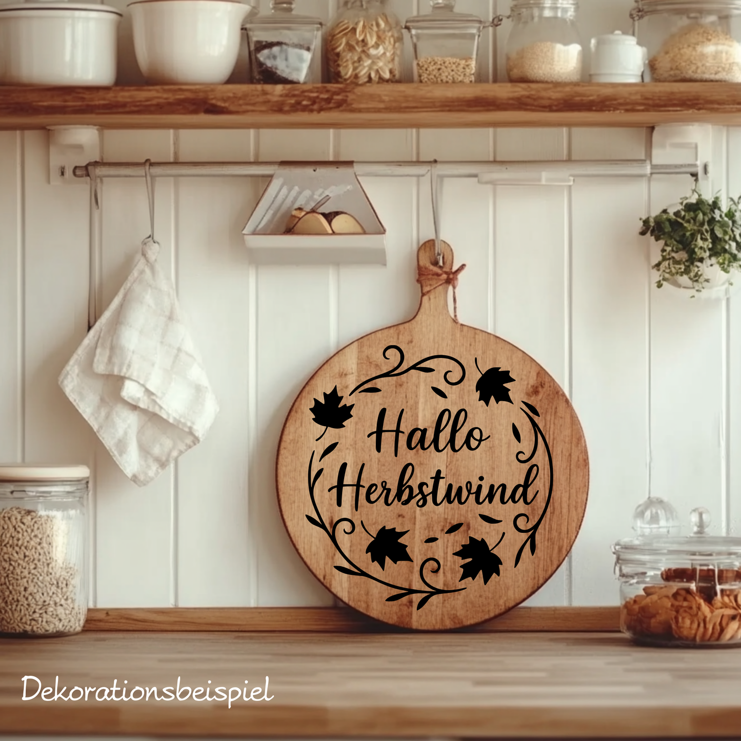 Fensterbild Herbstkranz Hallo Herbst Vinylaufkleber Herbstwind