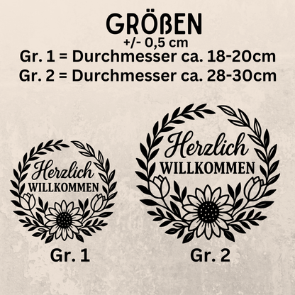 Fensterbild Herzlich Willkommen Sonnenblumen Begrüßung Aufkleber