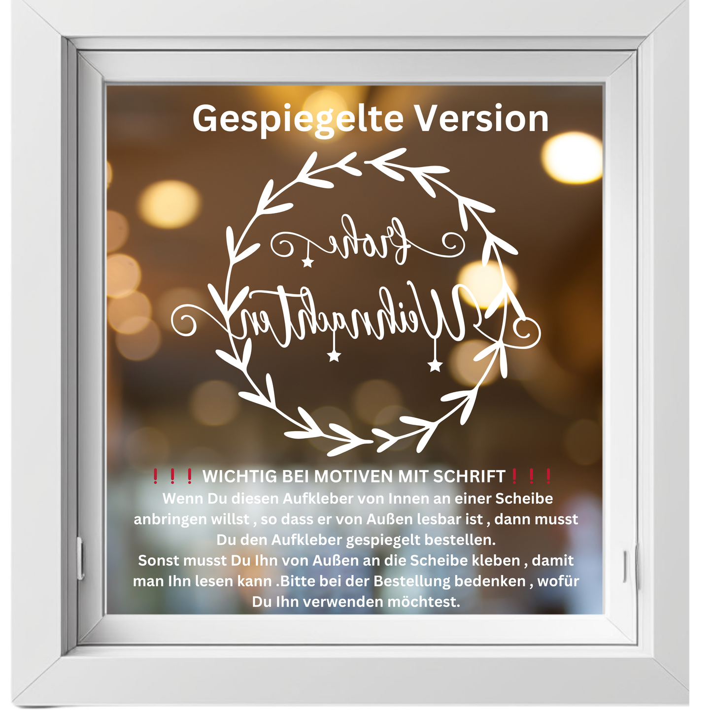 Fensteraufkleber Frohe Weihnachten Fensterbild Aufkleber Fenstersticker Weihnachtsfensterbild Kranz im Stil Minimalistisch Skandinavisch