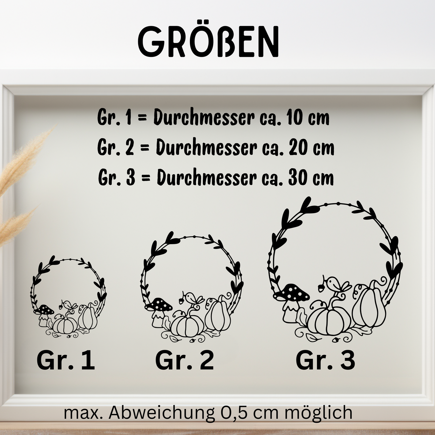 Fensterbild Herbst Sticker Aufkleber Herbstkranz Fensterschmuck 2 Farben 3 Größen