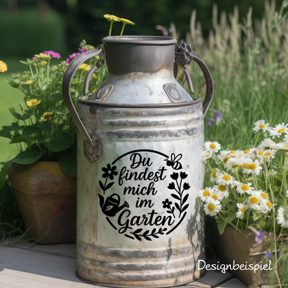 Fensterbild „Du findest mich im Garten“ – Vinyl Aufkleber für Fenster, Glas & Spiegel | Handgemachte Fensterdeko in 2 Größen & Farben | Frühlings- & Sommerdeko