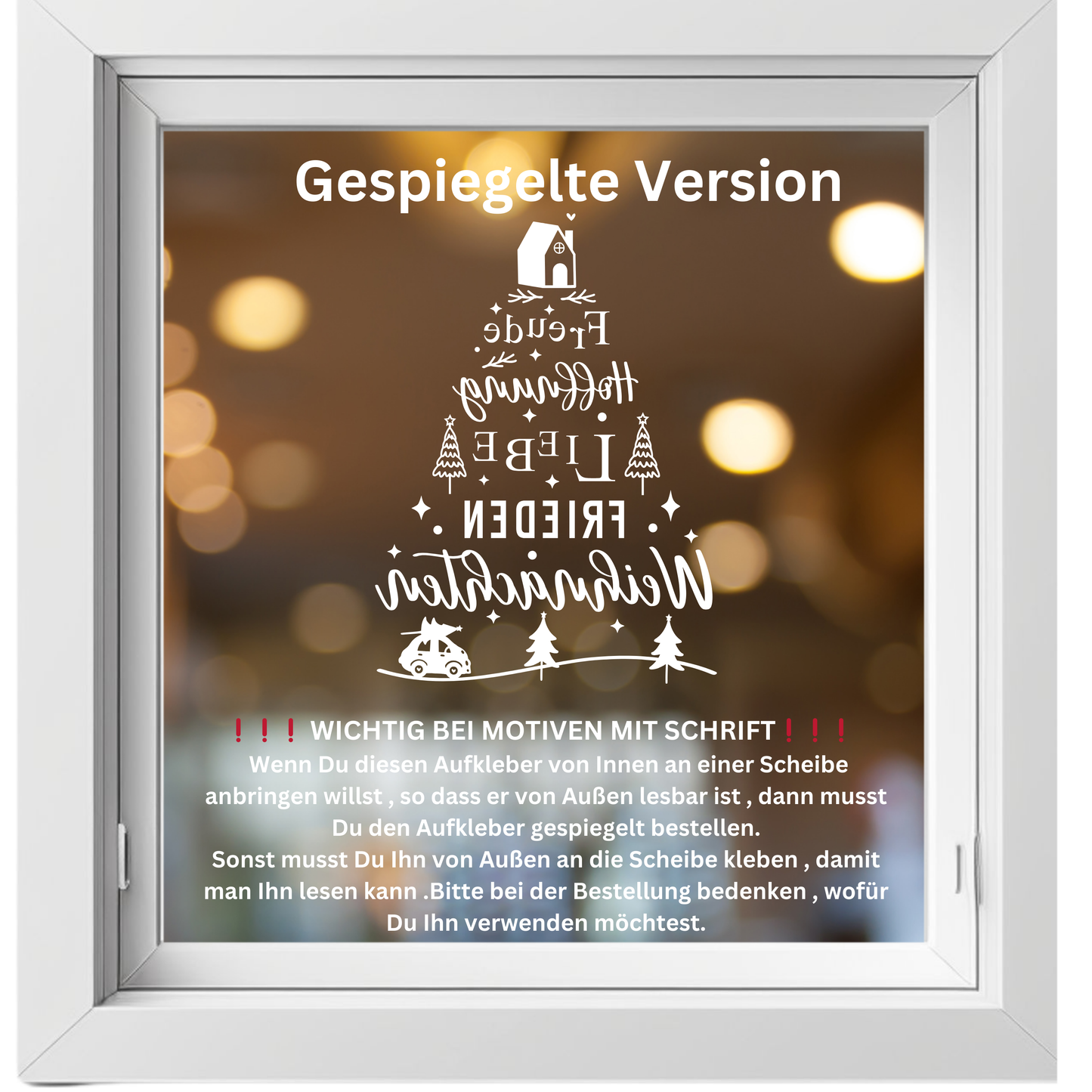 Weihnachtsfensterbild Weihnachtsfrieden Sticker Aufkleber Tannenbaum Fensterbild