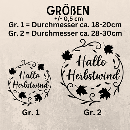 Fensterbild Herbstkranz Hallo Herbst Vinylaufkleber Herbstwind