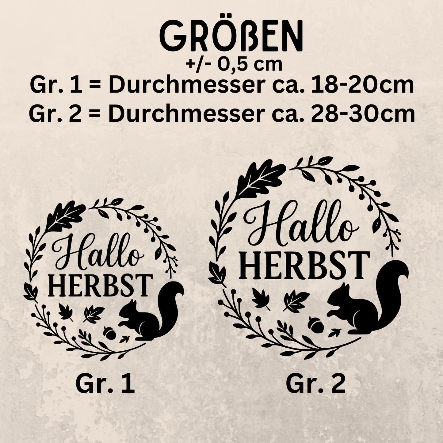 Fensterbild Herbstkranz herbstlicher Aufkleber Vinylaufkleber Hallo Herbst Eichhörnchen