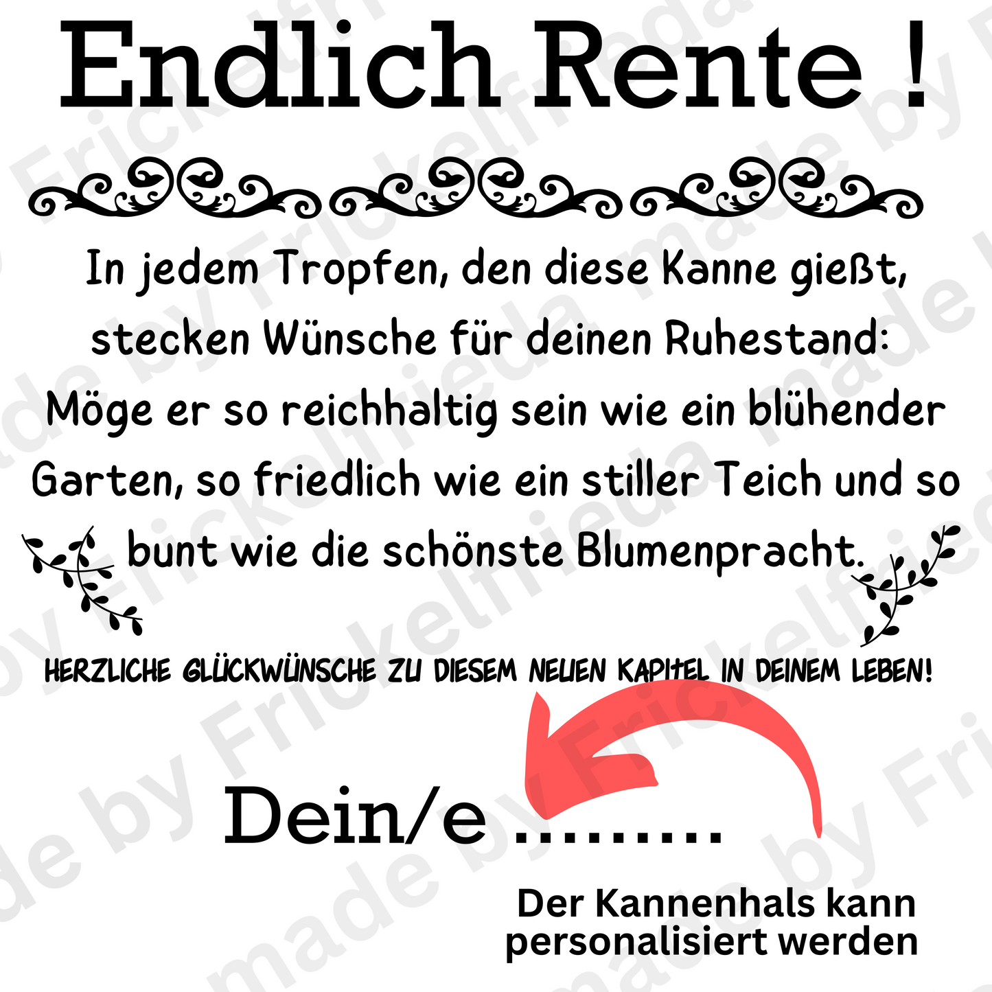 Gießkanne Rente personalisiert Abschiedsgeschenk Rentner , Geschenk Renteneintritt, Geschenkidee  für Garten zum Ruhestand, Rentnergeschenk