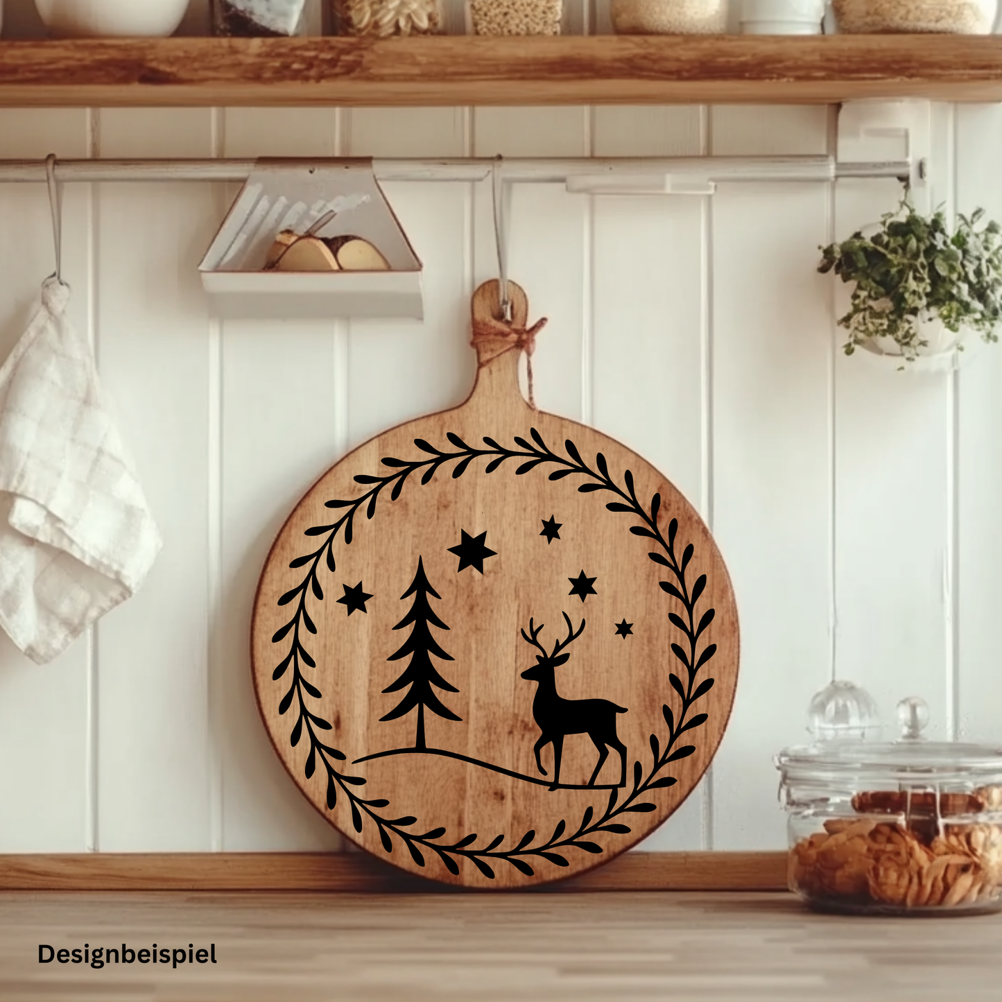 Fensterbild Hirsch minimalistisch | Skandi Deko für Weihnachten und Advent Aufkleber| Exklusiv Design