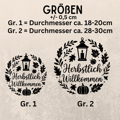 Fensterbild Kranz herbstlich Willkommen , Herbstlicher Aufkleber
