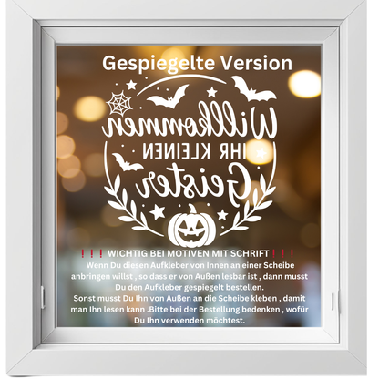 Fensterbild Halloween Hallo Kleine Geister , Herbstzeit Deko, Herbstlicher Aufkleber, Fensterdekoration, Herbstdekoration , Sticker, Kürbis