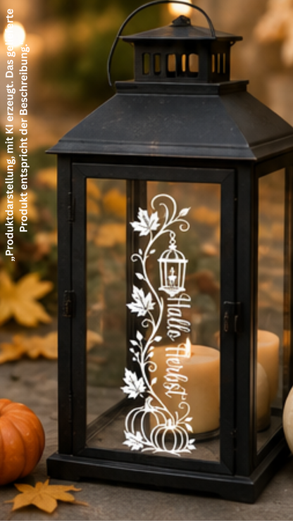 Herbst Fensteraufkleber „Hallo Herbst“ – Vinylsticker für Fenster & Glastür