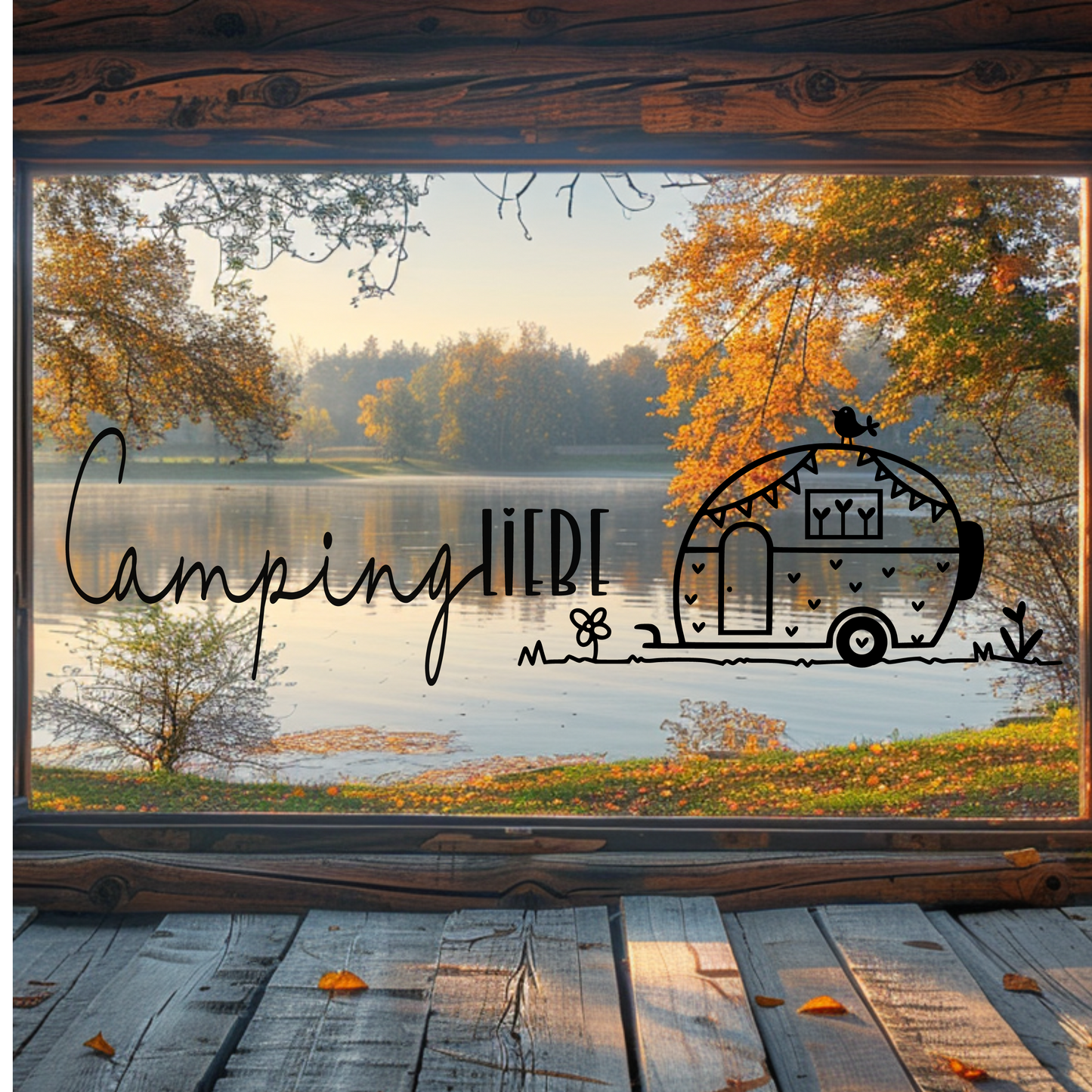 Aufkleber Camper für Wohnwagen Wohnmobil Camping Van Caravan Sticker Camping Liebe ... Fensterbild Scheibenaufkleber in 2 Farben 3 Größen