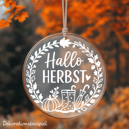 Fensterbild Herbstkranz Aufkleber Hallo Herbst