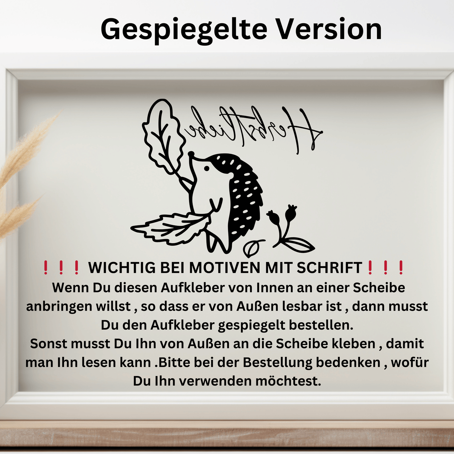 Fensterbild Herbst Igel mit Herbstliebe Sticker Aufkleber herbstliche Fensterdekoration 2 Farben 3 Größen