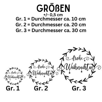 Fensteraufkleber Frohe Weihnachten Fensterbild Aufkleber Fenstersticker Weihnachtsfensterbild Kranz im Stil Minimalistisch Skandinavisch