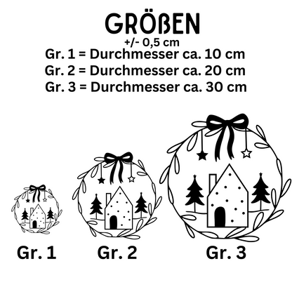 Weihnachtsfensterbild - Häuschen - Vinylsticker - Aufkleber - Fensterbild - Sticker für glatte Flächen 2 Farben 3 Größen