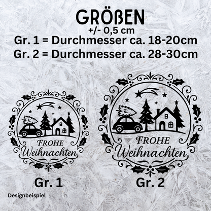 Fensterbild Frohe Weihnachten Kranz| Aufkleber| Weihnachtsbäckerei  Exklusiv Design