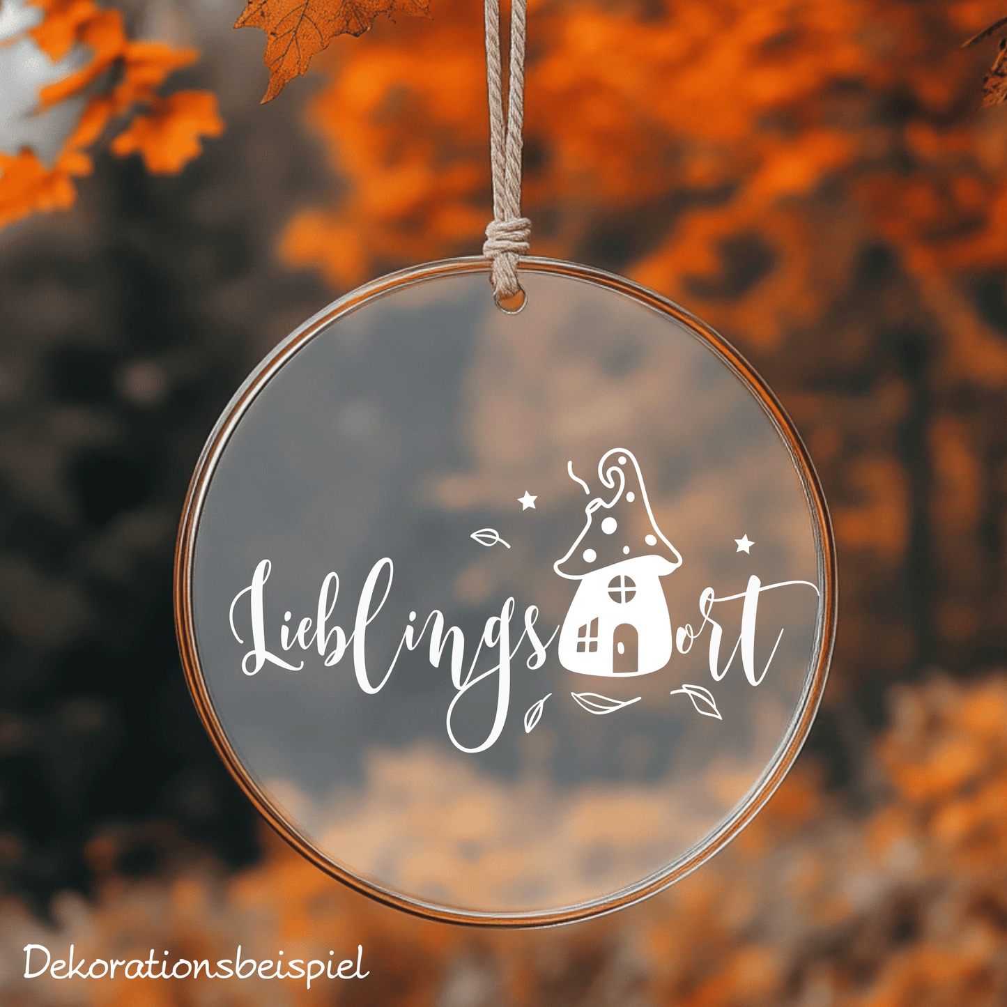 Fensterbild Herbst Lieblingsort Pilz Schriftzug Sticker Aufkleber herbstliche Fensterdekoration 2 Farben 3 Größen