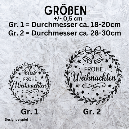 Fensterbild Weihnachtsaufkleber Frohe Weihnachten Kranz Glocken