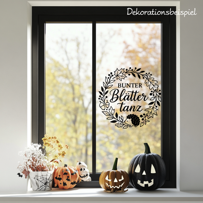 Fensterbild Bunter Blättertanz im Herbst , Herbstlicher Aufkleber