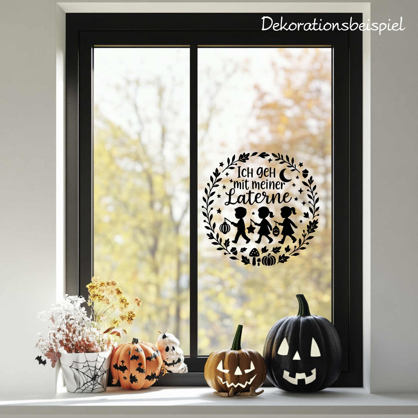 Fensterbild Herbstkranz Ich geh mit meiner Laterne St. Martin Deko Aufkleber