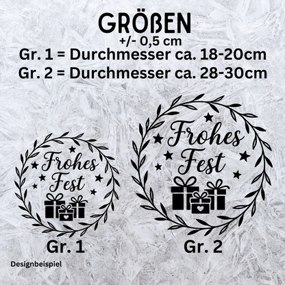 Fensterbild Weihnachtsaufkleber  Frohes Fest Kranz