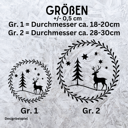 Fensterbild Hirsch minimalistisch | Skandi Deko für Weihnachten und Advent Aufkleber| Exklusiv Design