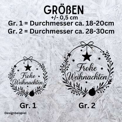 Fensterbild Frohe Weihnachten Kranz mit Kugel | Aufkleber| Exklusiv Design