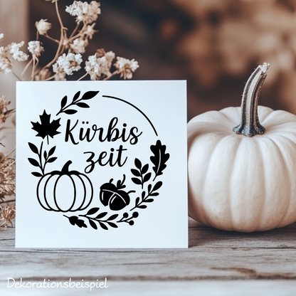 Fensterbild Herbstkranz Vinylaufkleber Kürbiszeit