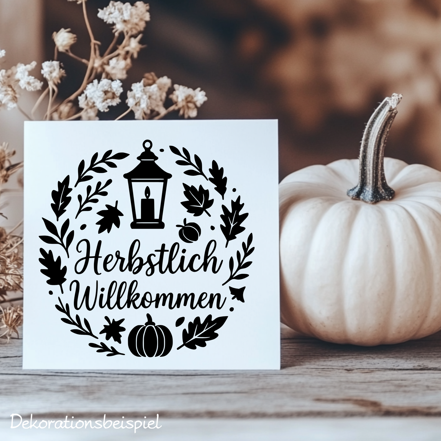 Fensterbild Kranz herbstlich Willkommen , Herbstlicher Aufkleber