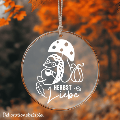 Fensterbild Herbst Igel Pilz Kürbis Herbstliebe Sticker Aufkleber herbstliche Fensterdekoration 2 Farben 3 Größen