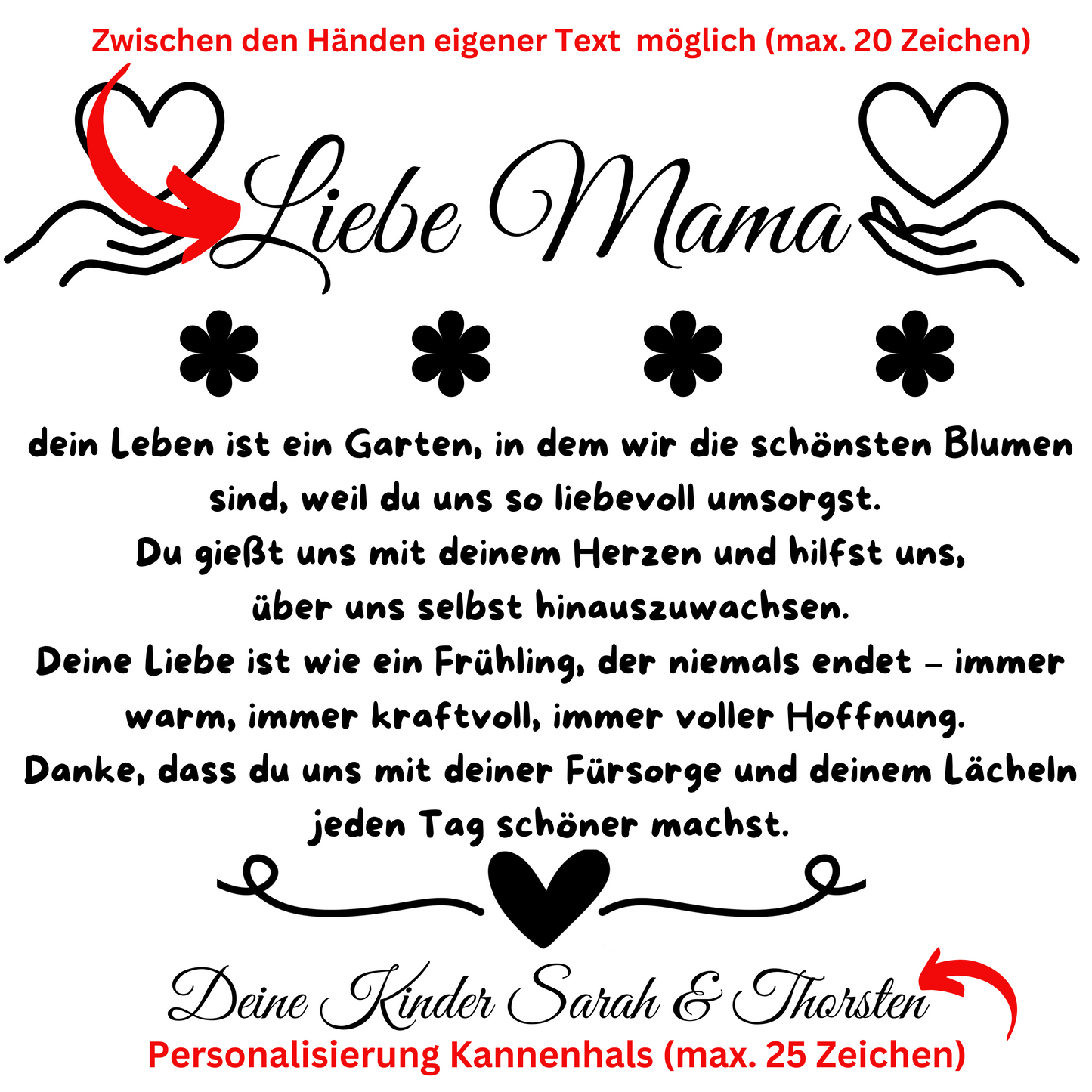 Mama Muttertags Danke Geschenk, personalisiert für die beste Mutter, Gießkanne mit Namen als Geschenkidee als Überraschung von den Kindern