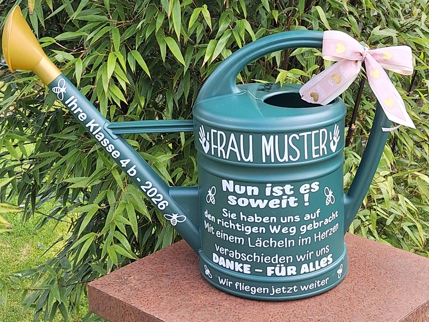 Abschiedsgeschenk Gießkanne personalisiert , Geschenk Schulwechsel, zum Abschied aus Kita, Schule für Erzieherinnen ,Lehrer und Pädagogen