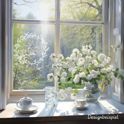 Vogelkranz Aufkleber für Hygge Feeling Sticker für Fenster und Diy Projekte