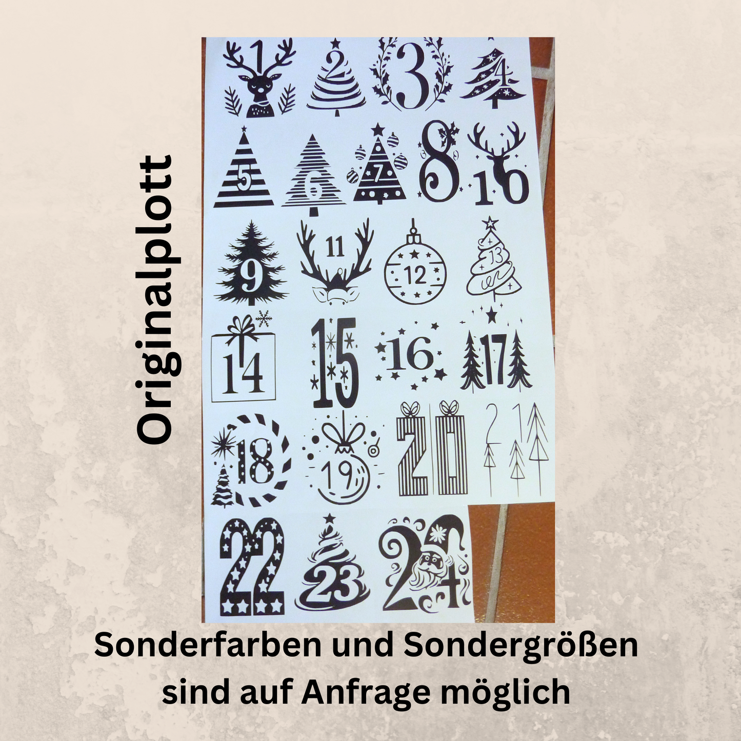 Adventskalenderzahlen Vinylsticker 1-24 Aufkleber für DIY Kalender