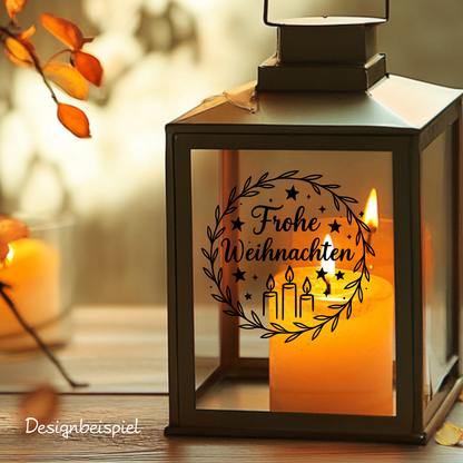 Fensterbild Weihnachtsaufkleber Frohe Weihnachten Kranz Kerzen