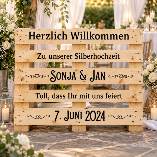 Palettenaufkleber für Willkommensschild Silberhochzeit Palette Diy