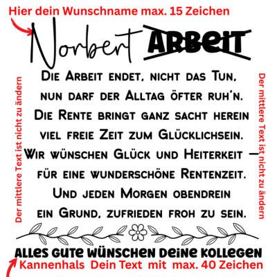 Rentnergeschenk Ruhestand Garten Gießkanne personalisiert mit Namen und Spruch Retro Grün 10 Liter