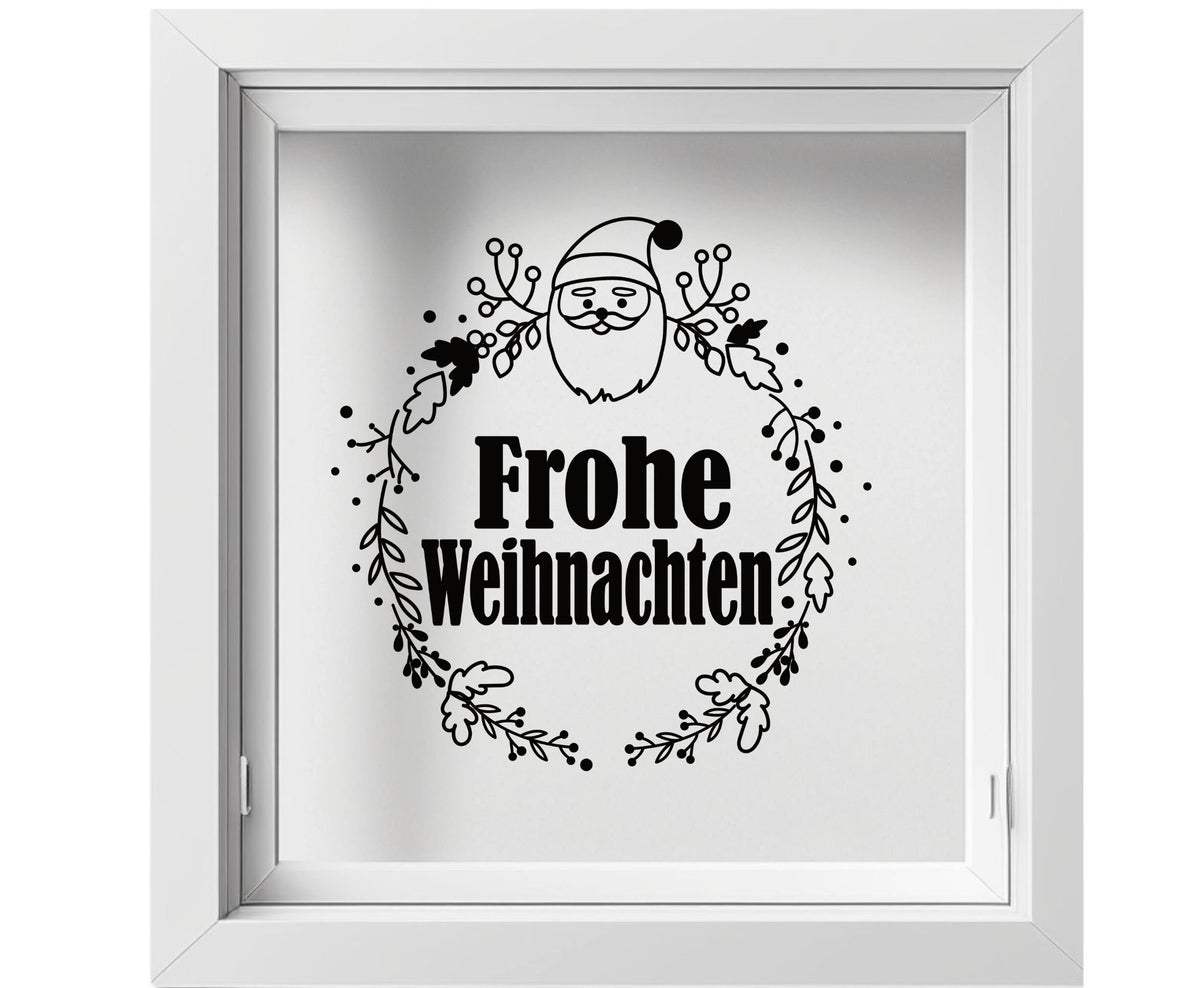 Fensterdeko Frohe Weihnachten Weihnachtsmann Kranz Weihnachten Weihnachtsdeko Deko Fensterbild Aufkleber 2 Farben Glas Sticker Dekoration