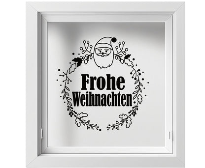 Fensterdeko Frohe Weihnachten Weihnachtsmann Kranz Weihnachten Weihnachtsdeko Deko Fensterbild Aufkleber 2 Farben Glas Sticker Dekoration