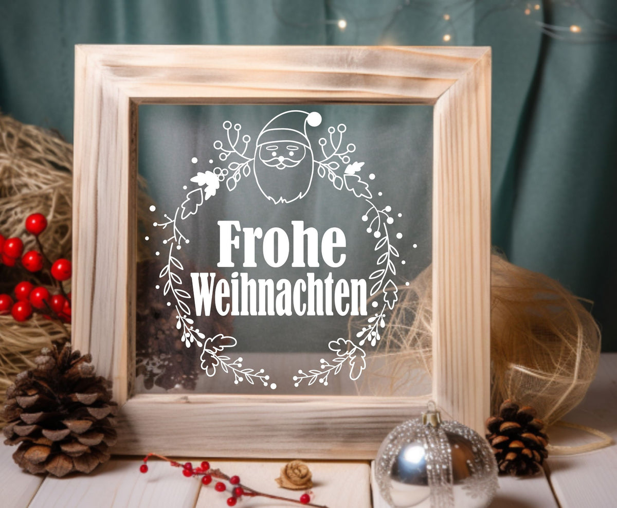 Fensterdeko Frohe Weihnachten Weihnachtsmann Kranz Weihnachten Weihnachtsdeko Deko Fensterbild Aufkleber 2 Farben Glas Sticker Dekoration