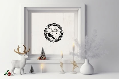 Frohe Weihnachten Vogel Fensteraufkleber Weihnachten Weihnachtsdeko Fensterbild Aufkleber Vinyl Sticker Dekoration Glas ,Laternen, Fenster